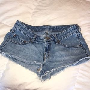 Light wash denim shorts